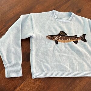Light Blue Sweater with Fish Design